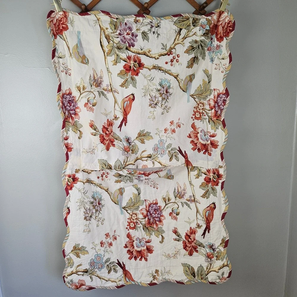 Waverly Charleston Chirp King Size Quilted Pillow Sham Ivory‎ Red Birds Floral